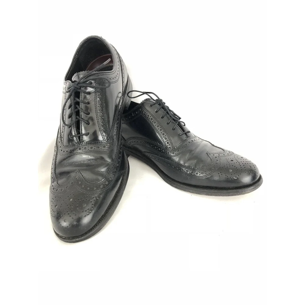 Florsheim Mens Black Leather Wingtip Lace Up Dress Shoes Size 9 D SH251